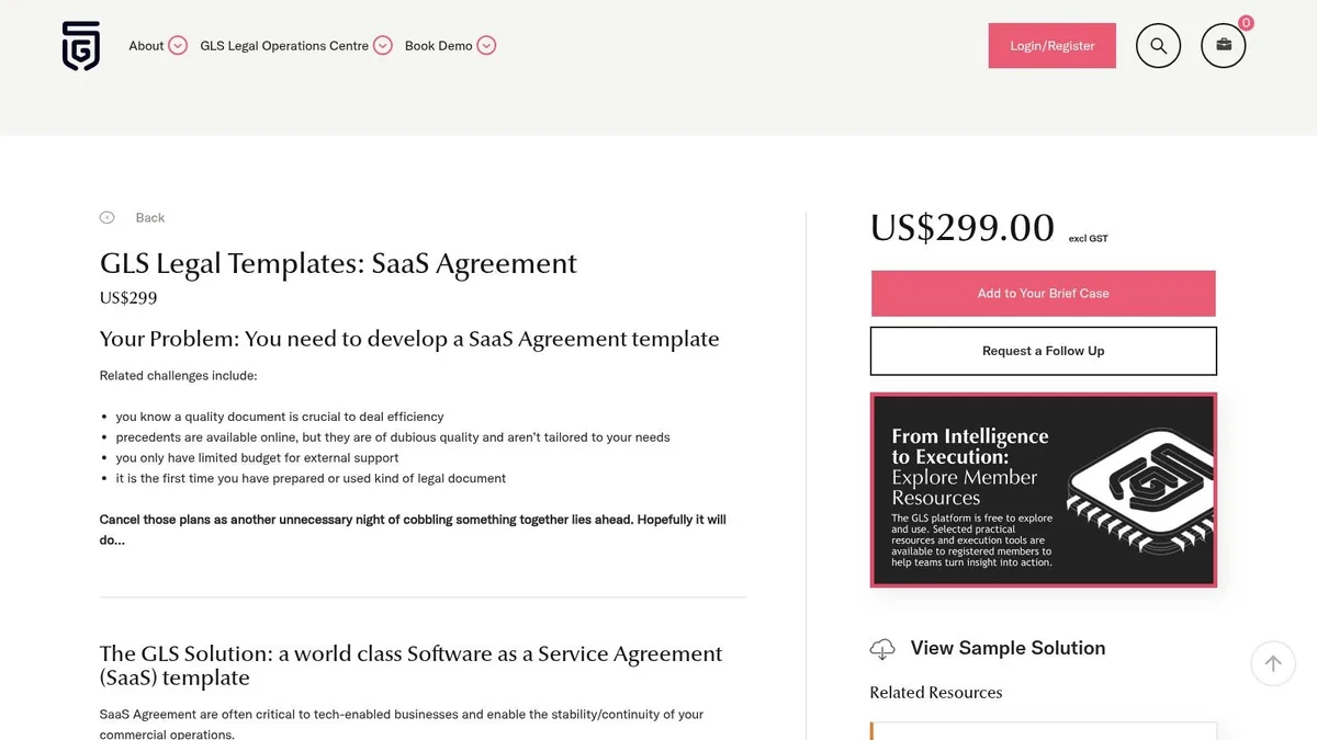 GLS Legal Operations – SaaS Agreement Template (with consult)