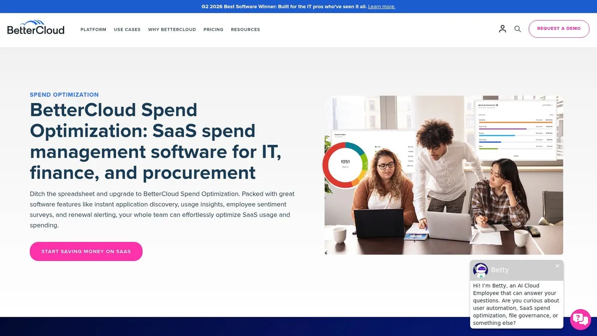 G2 Track shows a dashboard for spend optimization opportunities.